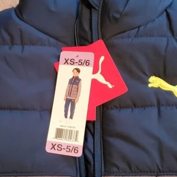 Puma Boys 3-Piece Outfit Set XS (5/6) | Teal Gray Vest Hoodie Pants - Like New - Picture 7 of 16